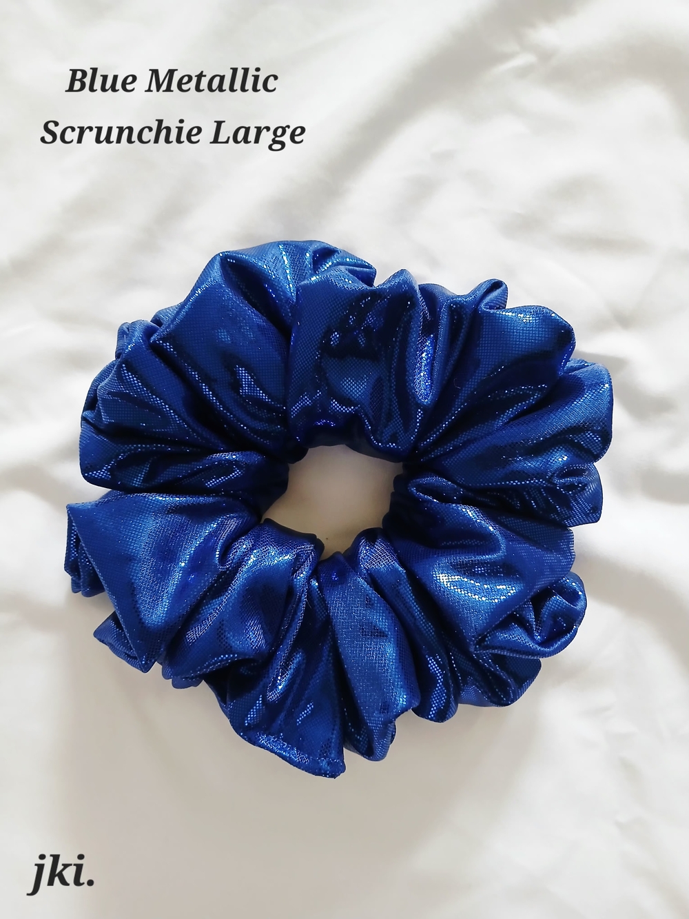 Blue Metallic Scrunchie Large Hairtie